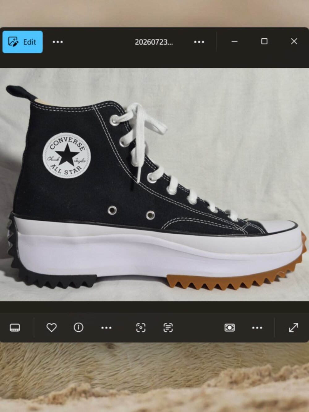 Converse Run Star Hike Black White High Sneakers Shoes 166800C Size M 10 W 11.5 - Picture 2 of 16